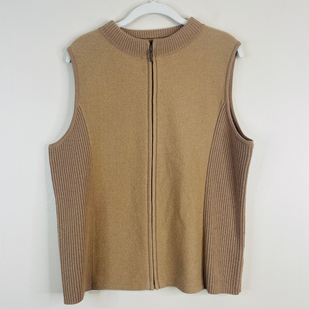 Pendleton Minimalist Old Money Sweater Vest Womens Large Merino Wool Full Zip Up
